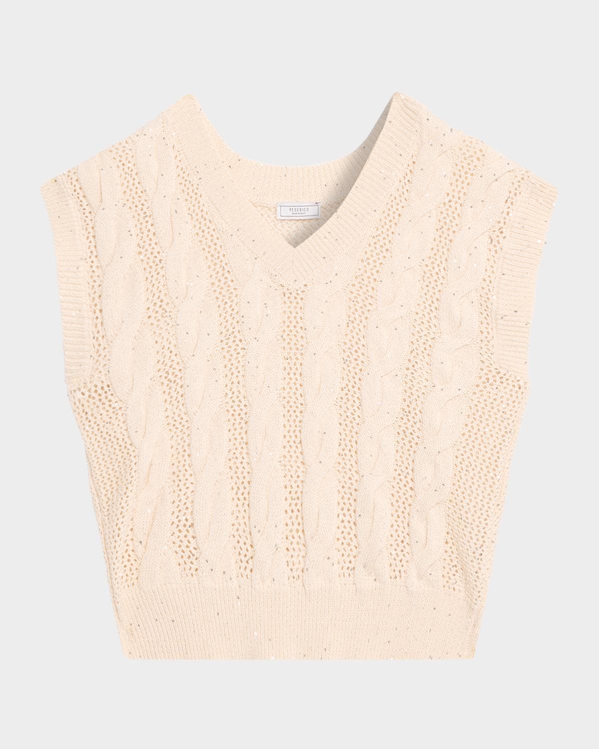 Peserico Sequined Cotton Cordonnet Sweater Vest