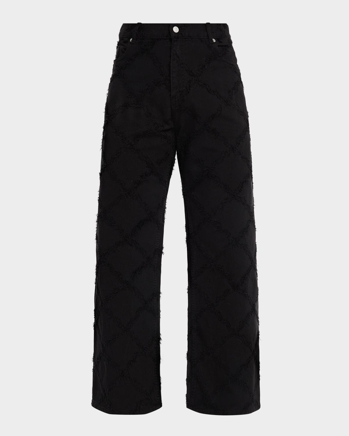 EZR Men's Diamond-Quilted Straight-Leg Denim Pants