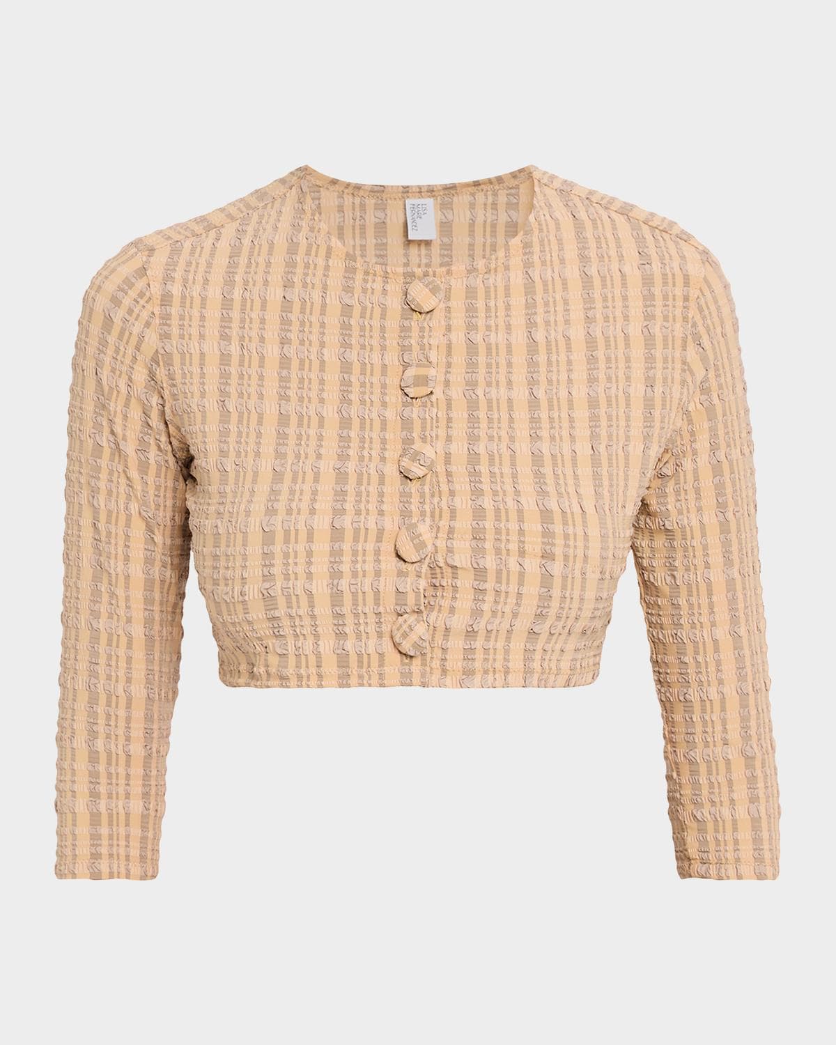 Lisa Marie Fernandez Seersucker Cropped Cardigan · X-SMALL