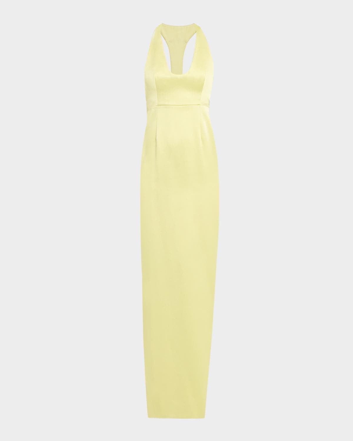 Et Ochs Constance Racerback Satin Halter Gown