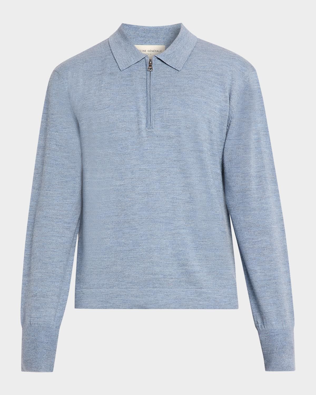 Officine Générale Men's Bene Merino Wool Quarter-Zip Polo Sweater