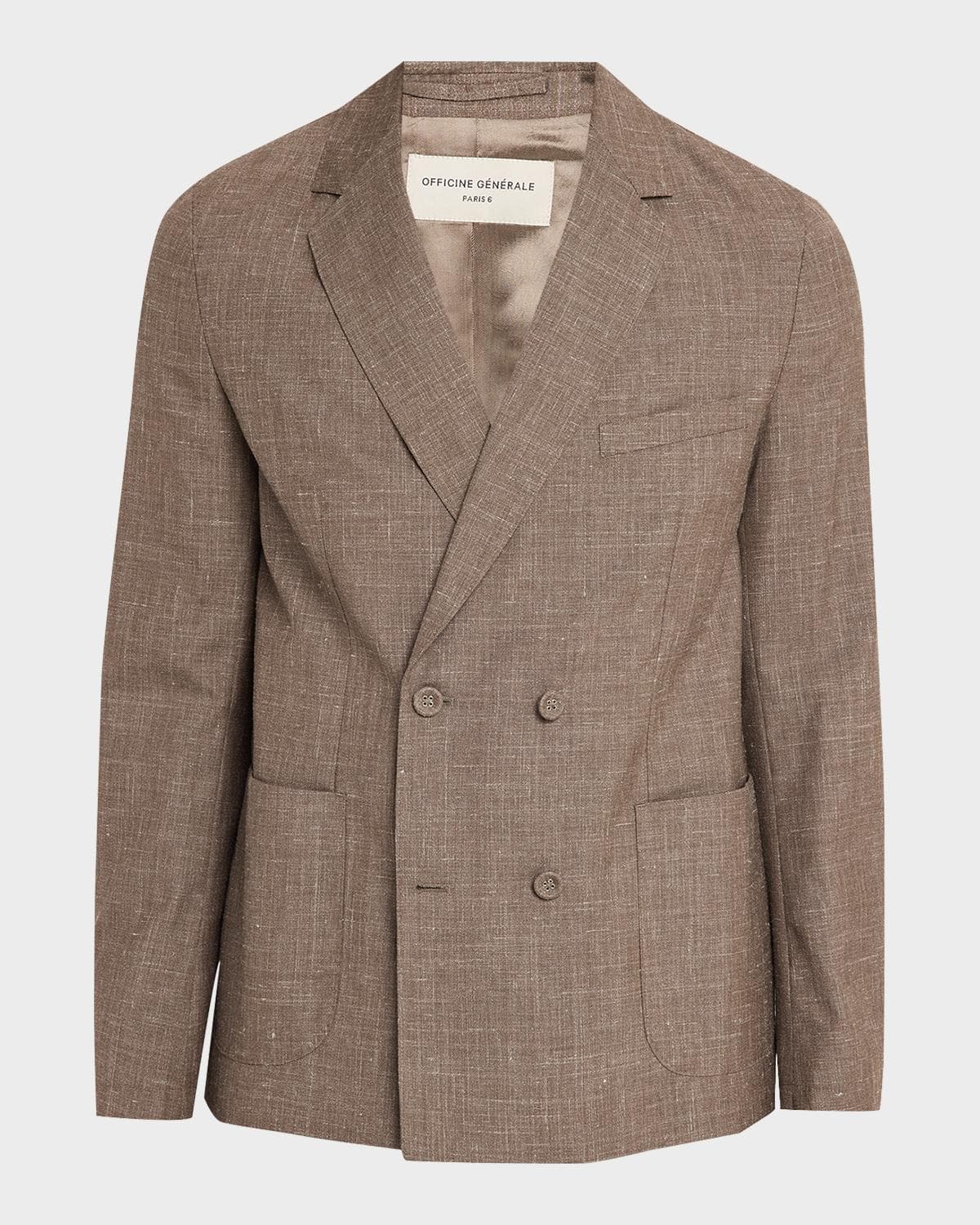 Officine Générale Men's Light Brown Wool Leon Double-Breasted Sport Coat