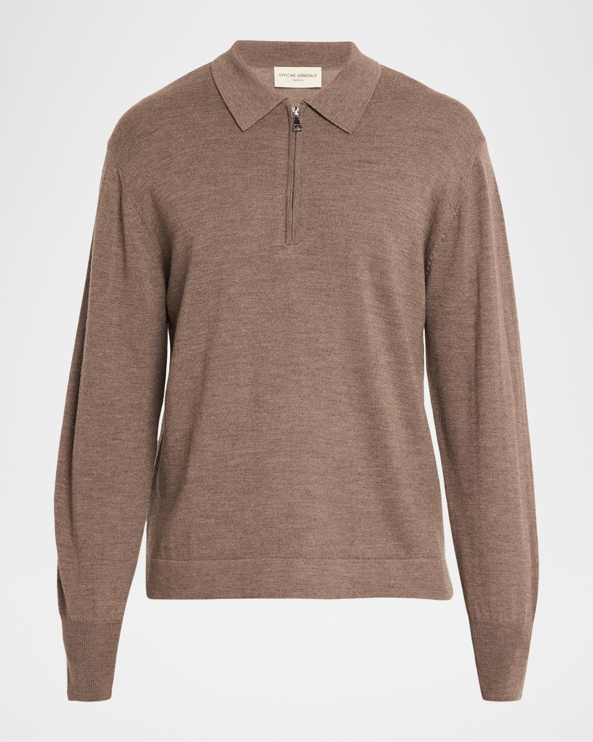 Officine Générale Men's Bene Merino Wool Quarter-Zip Polo Sweater