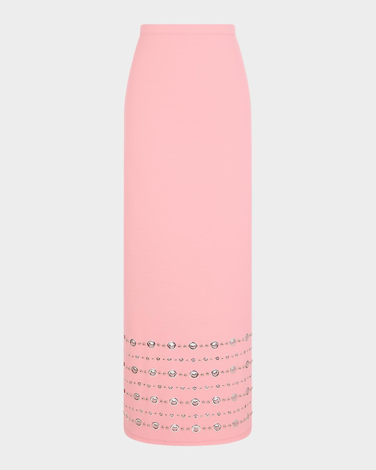 Rabanne Grommet Embellished Viscose Crepe Maxi Skirt