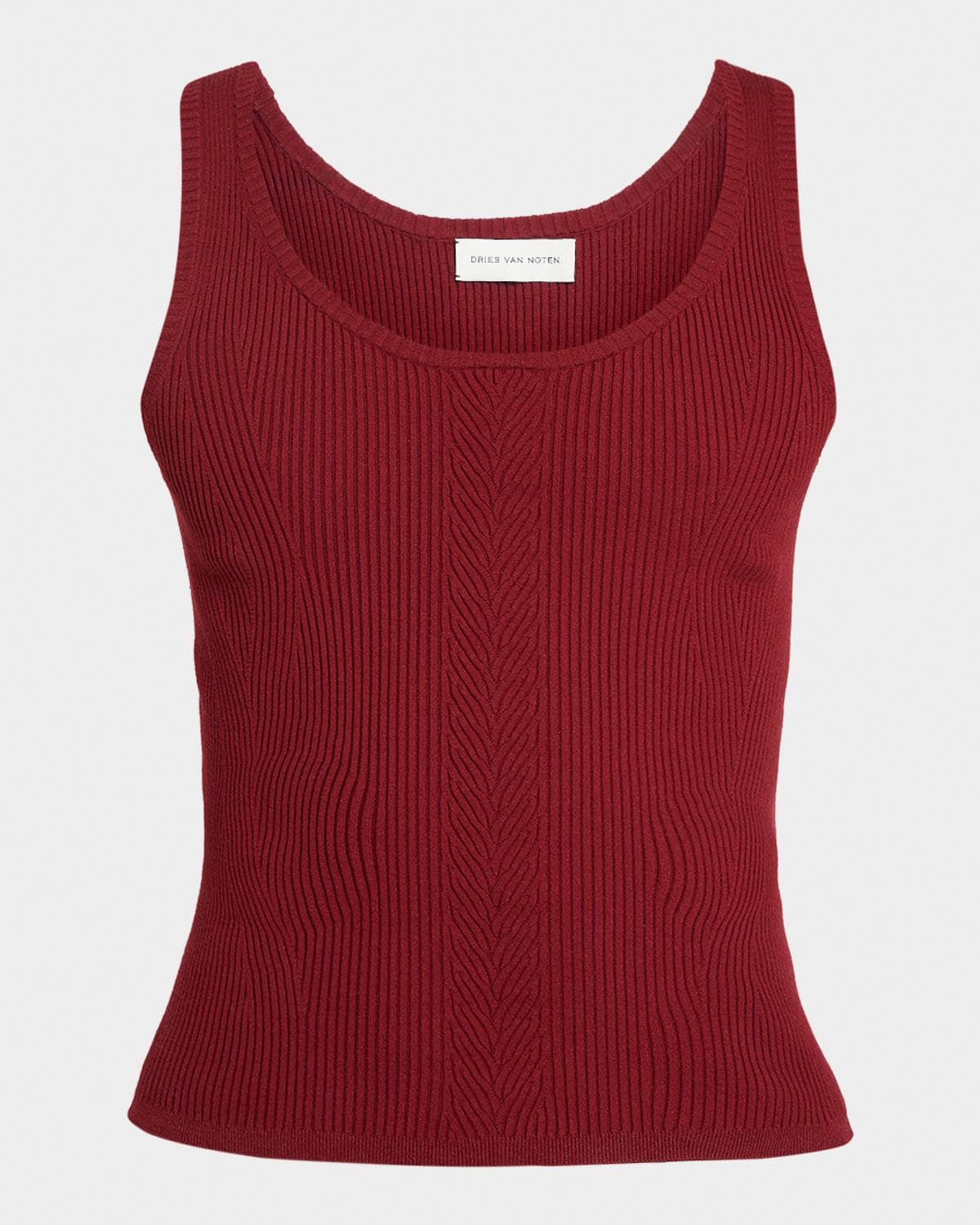 Dries Van Noten Men's Motto Slim-Fit Cable Knit Ribbed Tank Top
