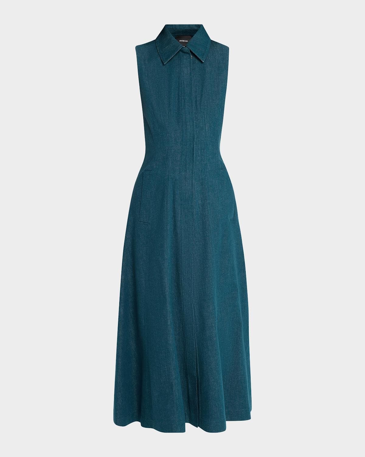 Akris Sleeveless Denim Midi Shirtdress