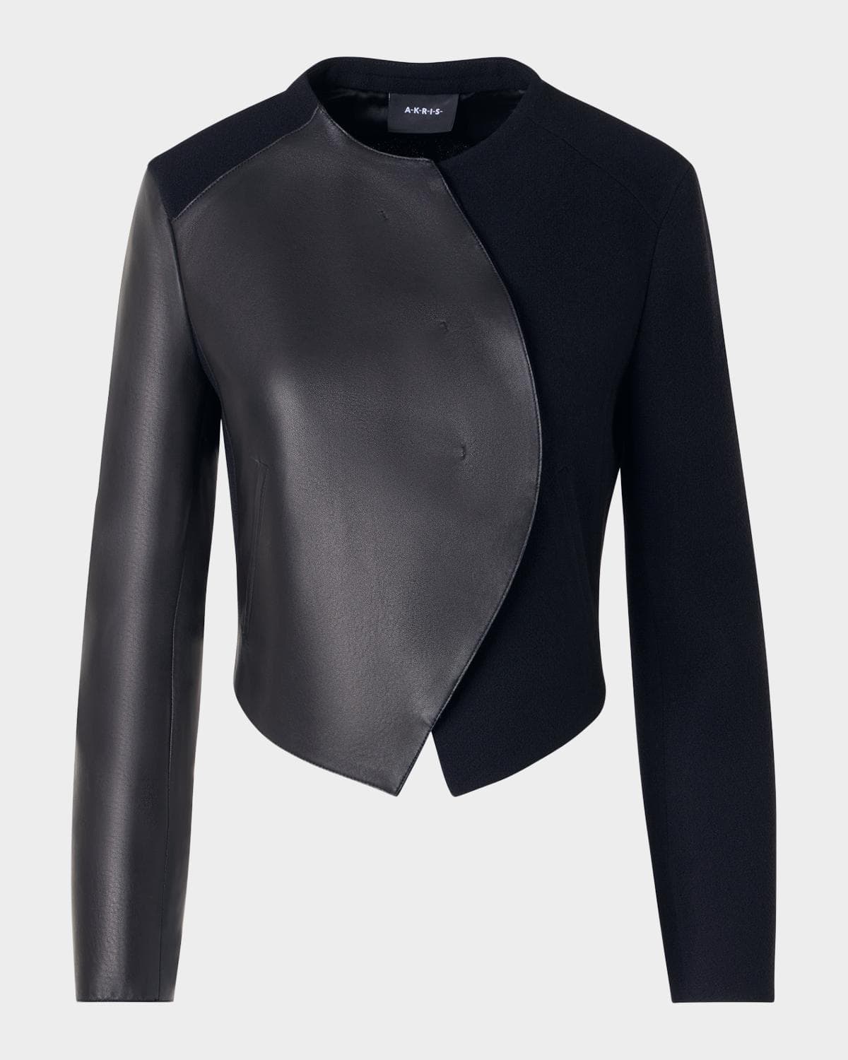 Akris Hynora Wool and Leather Asymmetric Jacket
