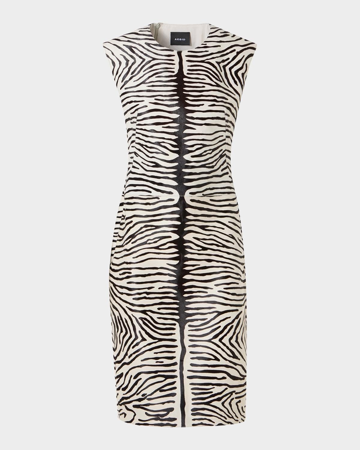 Akris Zebra-Print Leather Sheath Dress