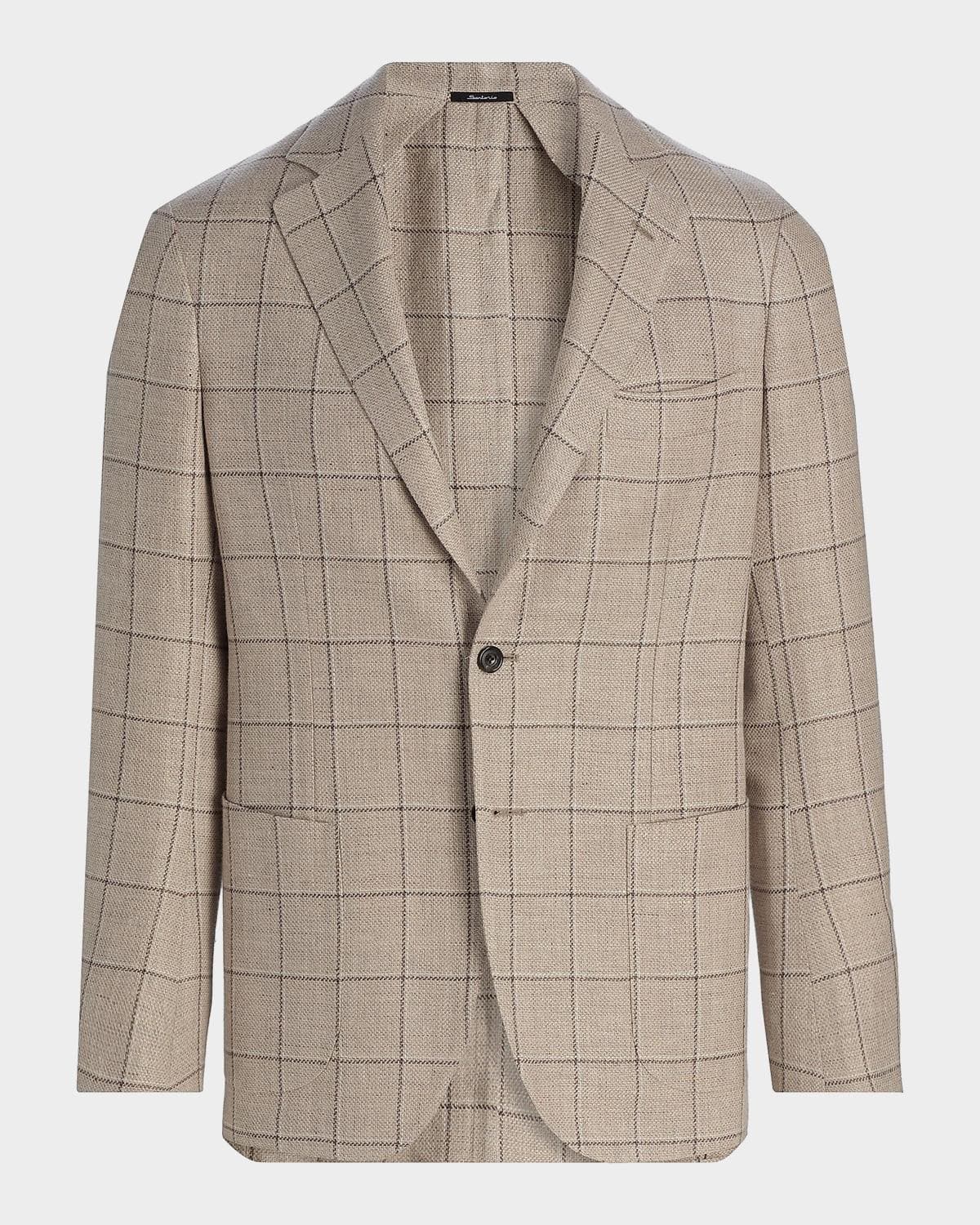 Sartorio Men's Windowpane Plaid Linen-Blend Sport Coat