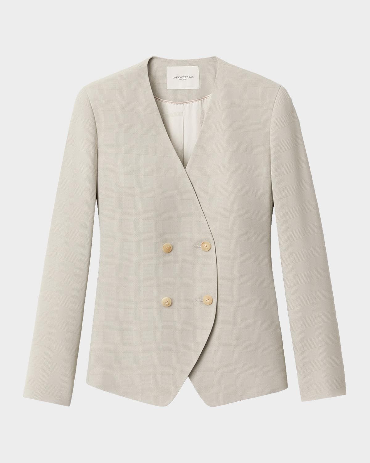 Lafayette 148 New York Collarless Plaid Jacquard Blazer