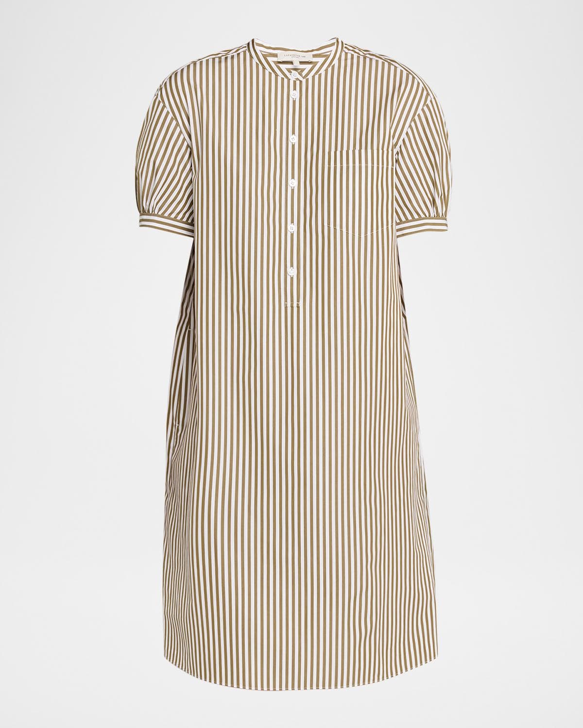 Lafayette 148 New York Striped Puff-Sleeve Shift Dress