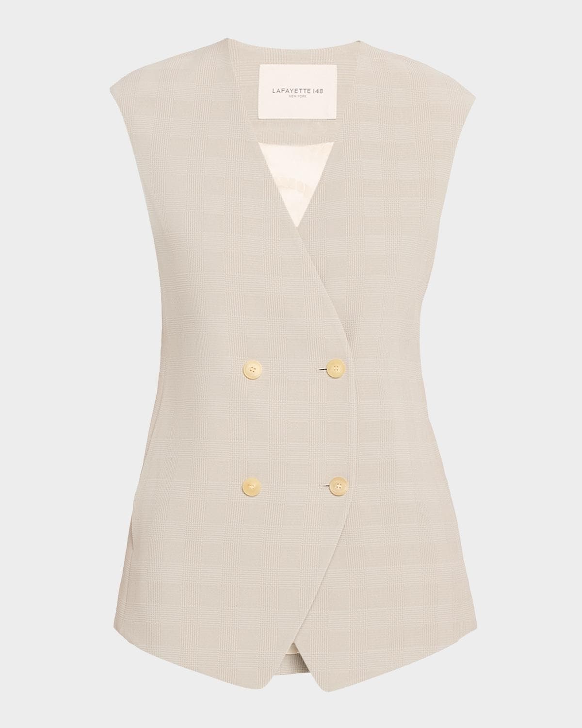 Lafayette 148 New York Double-Breasted Plaid Vest