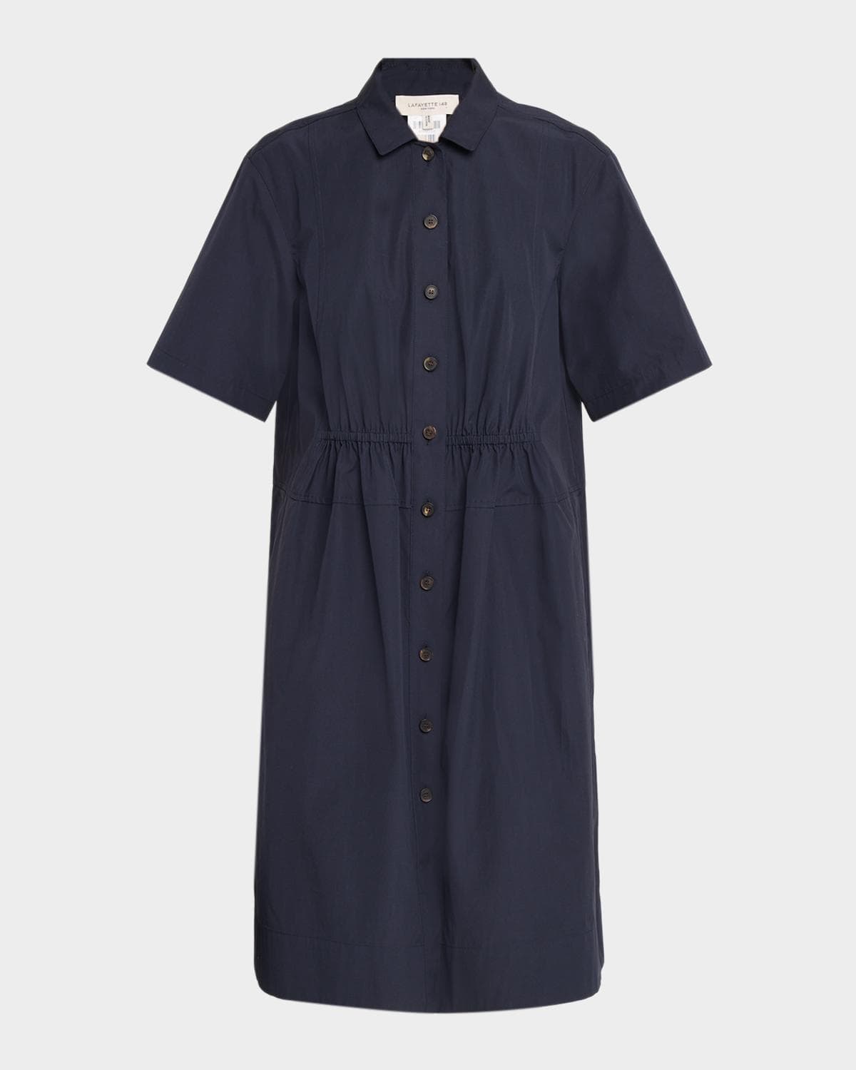 Lafayette 148 New York Gathered Organic Cotton Poplin Shirtdress