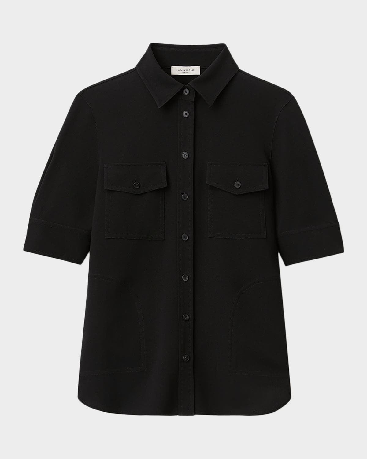 Lafayette 148 New York Button-Down Finesse Crepe Shirt · XSML R
