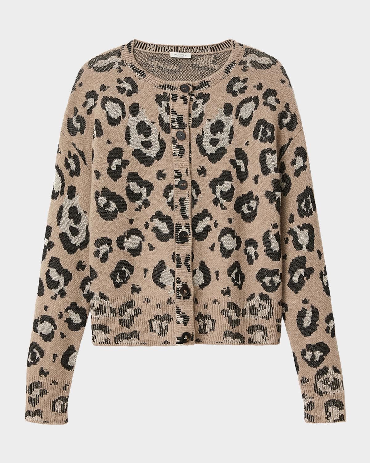 Lafayette 148 New York Leopard Jacquard-Knit Cardigan