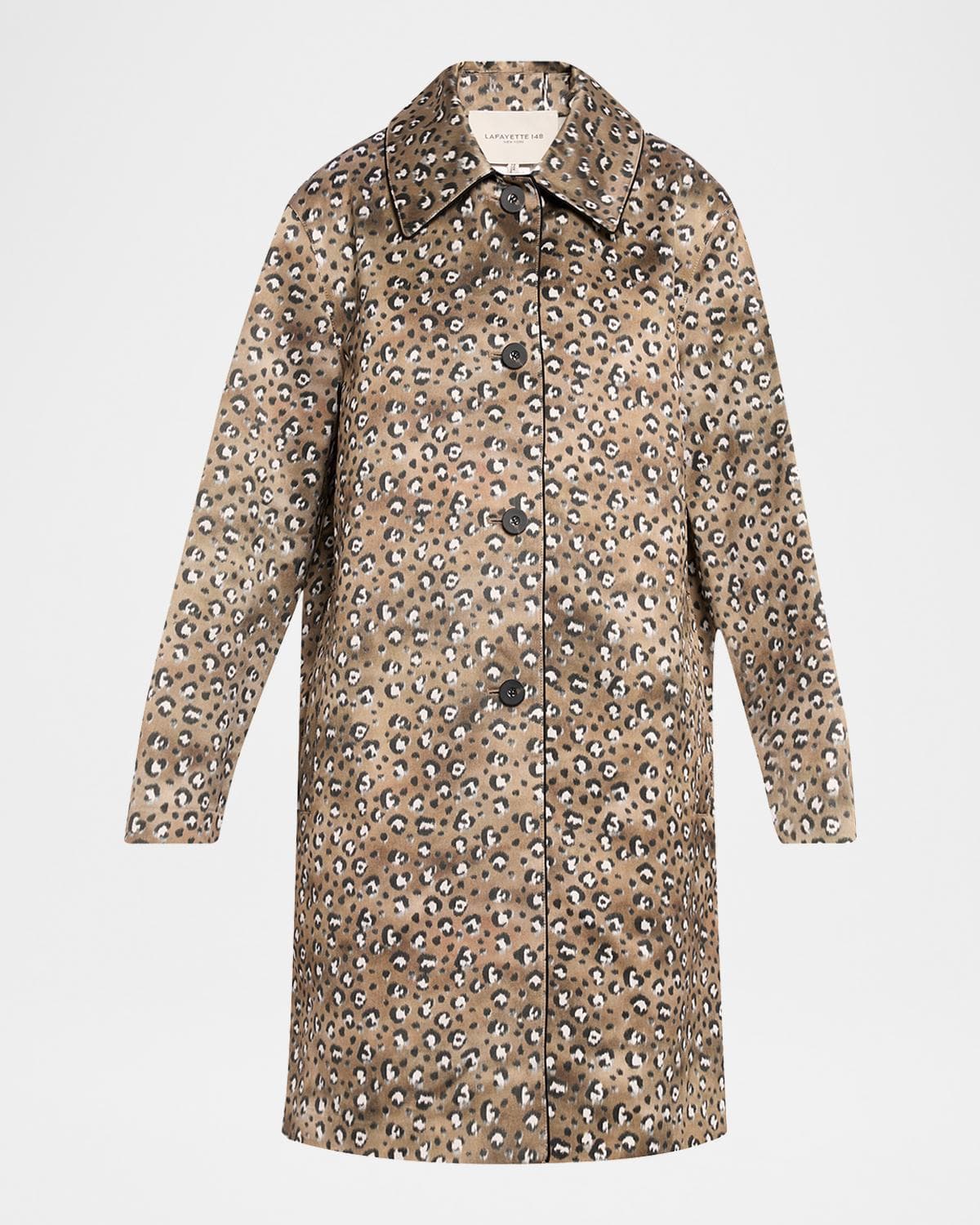 Lafayette 148 New York Leopard-Print Straight Twill Coat