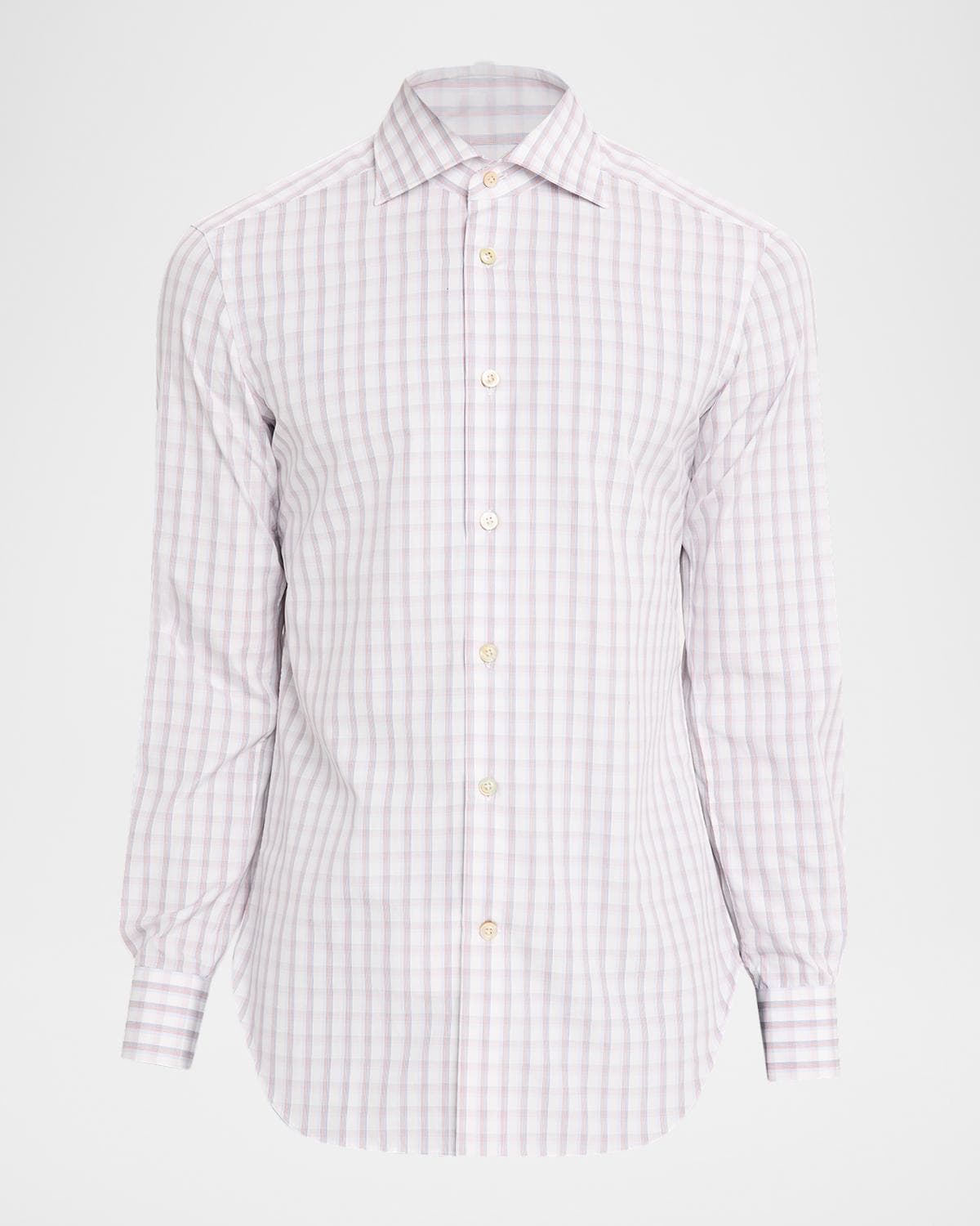 Kiton Men's Cotton Plaid Button-Down Shirt
