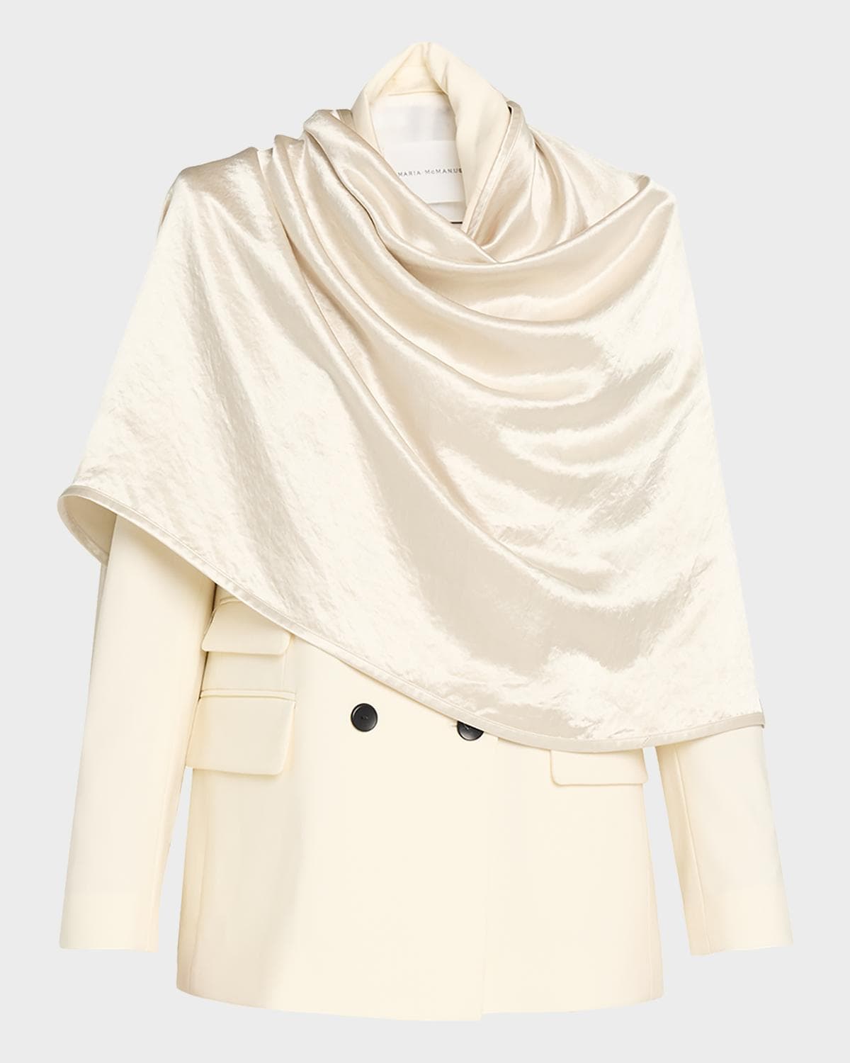MARIA MCMANUS Draped Satin Cloak Double-Breasted Blazer
