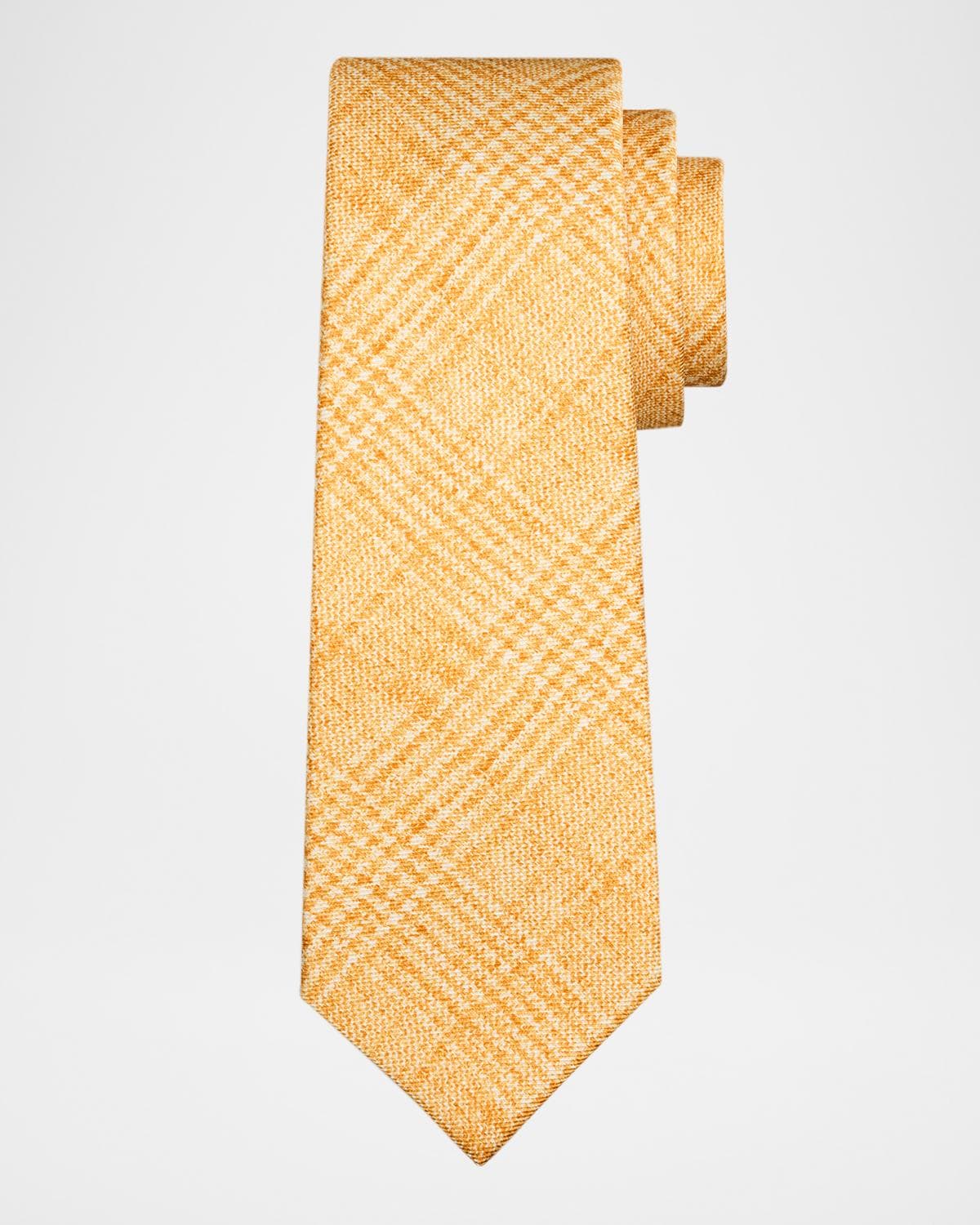 Kiton Men's Glen Plaid Silk 7-Fold Tie