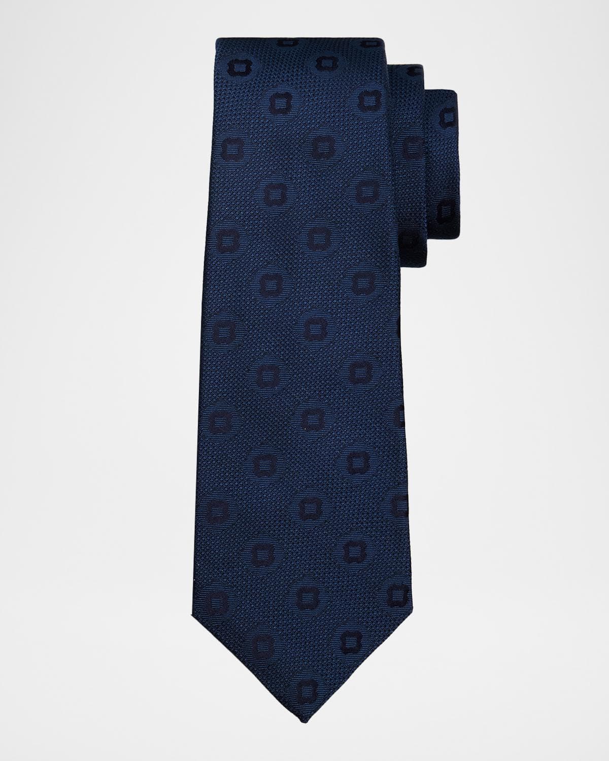 Kiton Men's Geometric Jacquard Silk 7-Fold Tie
