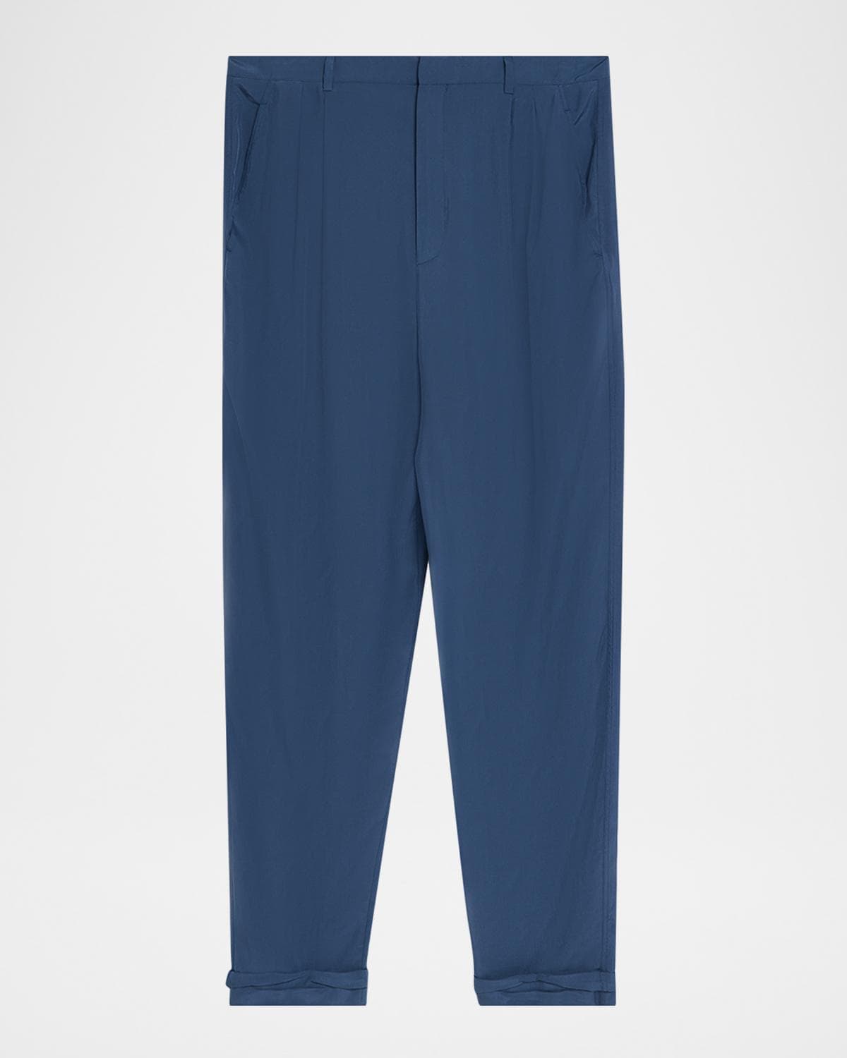 Saint Laurent Men's Silk Habotai Pleated Trousers