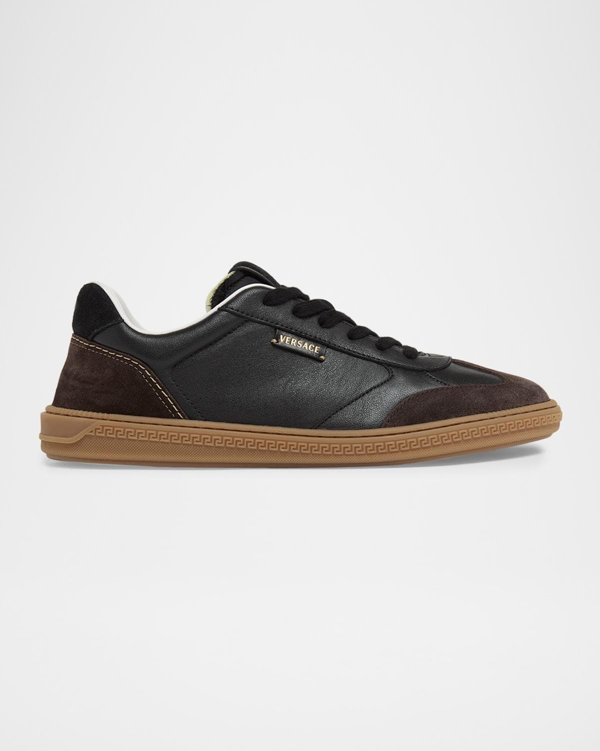 Versace Men's Greca Court Nappa and Suede Sneakers