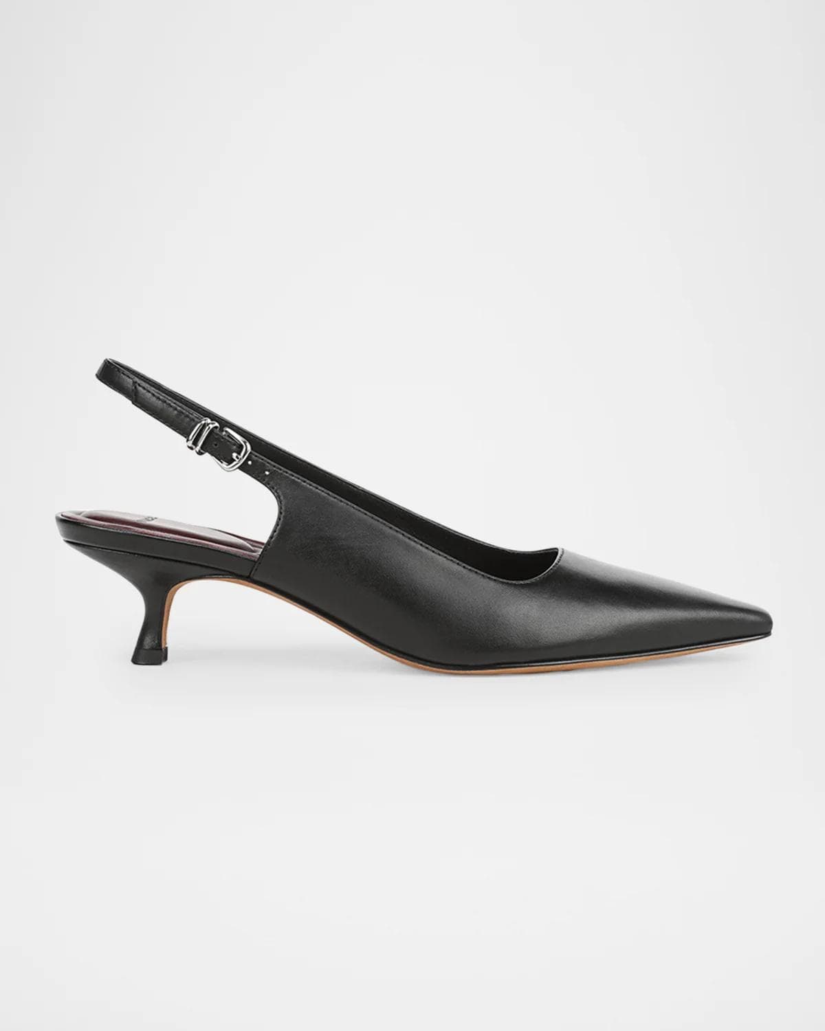 Vince Sabra Leather Kitten Slingback Pumps