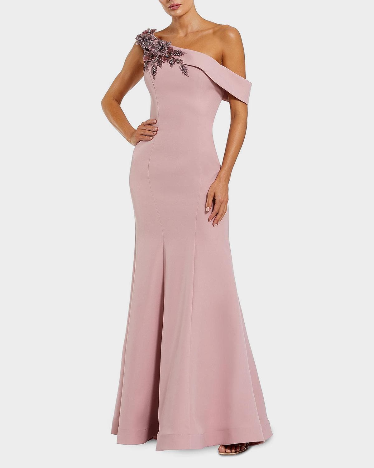 Mac Duggal Crepe Floral Beaded Off-Shoulder Mermaid Gown · 12