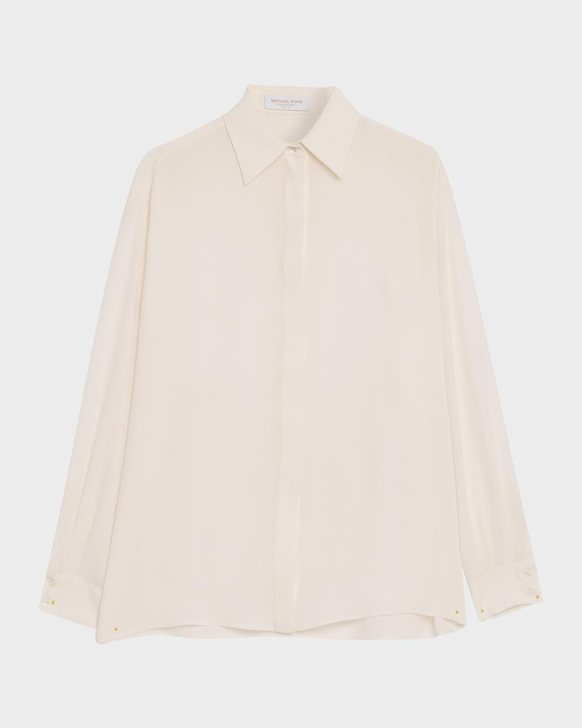 Michael Kors Collection Button-Down Silk Boyfriend Shirt · 12