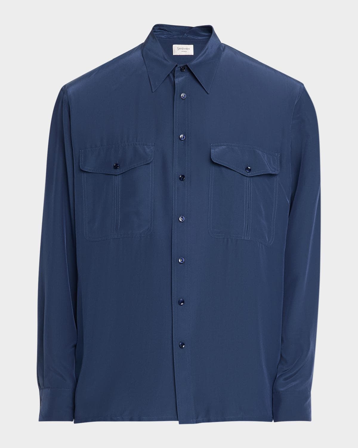 Saint Laurent Men's Viscose and Silk Double-Pocket Button-Down Shirt