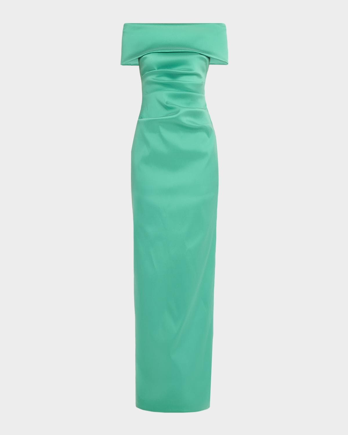 Rickie Freeman for Teri Jon Off-Shoulder Mikado Column Gown