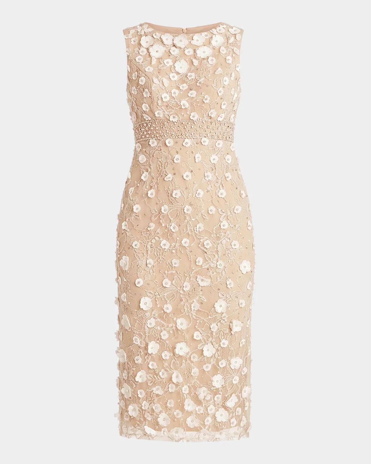 Mac Duggal Petite Floral-Appliqué Sleeveless Sheath Cocktail Dress