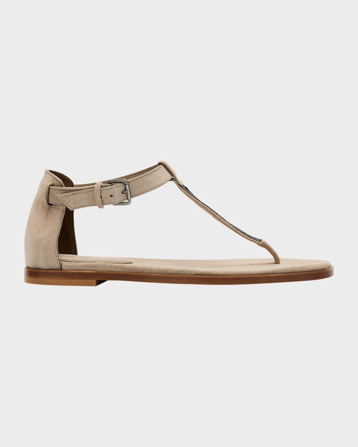 Brunello Cucinelli Suede Monili Sandals
