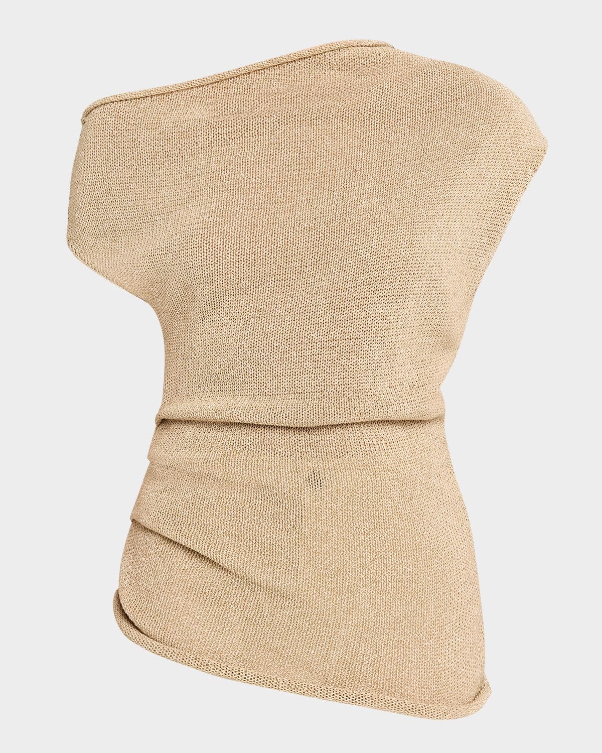 A.L.C. Joni Draped One-Shoulder Metallic Knit Top