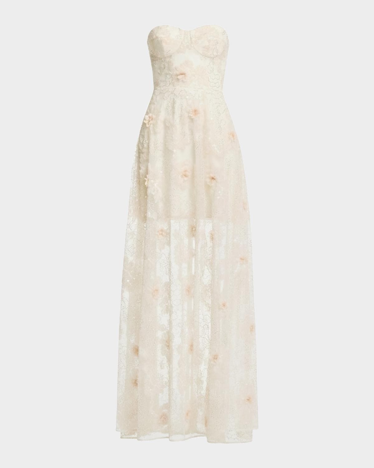 Dress the Population Black Label Connor Strapless Beaded Floral Applique Gown