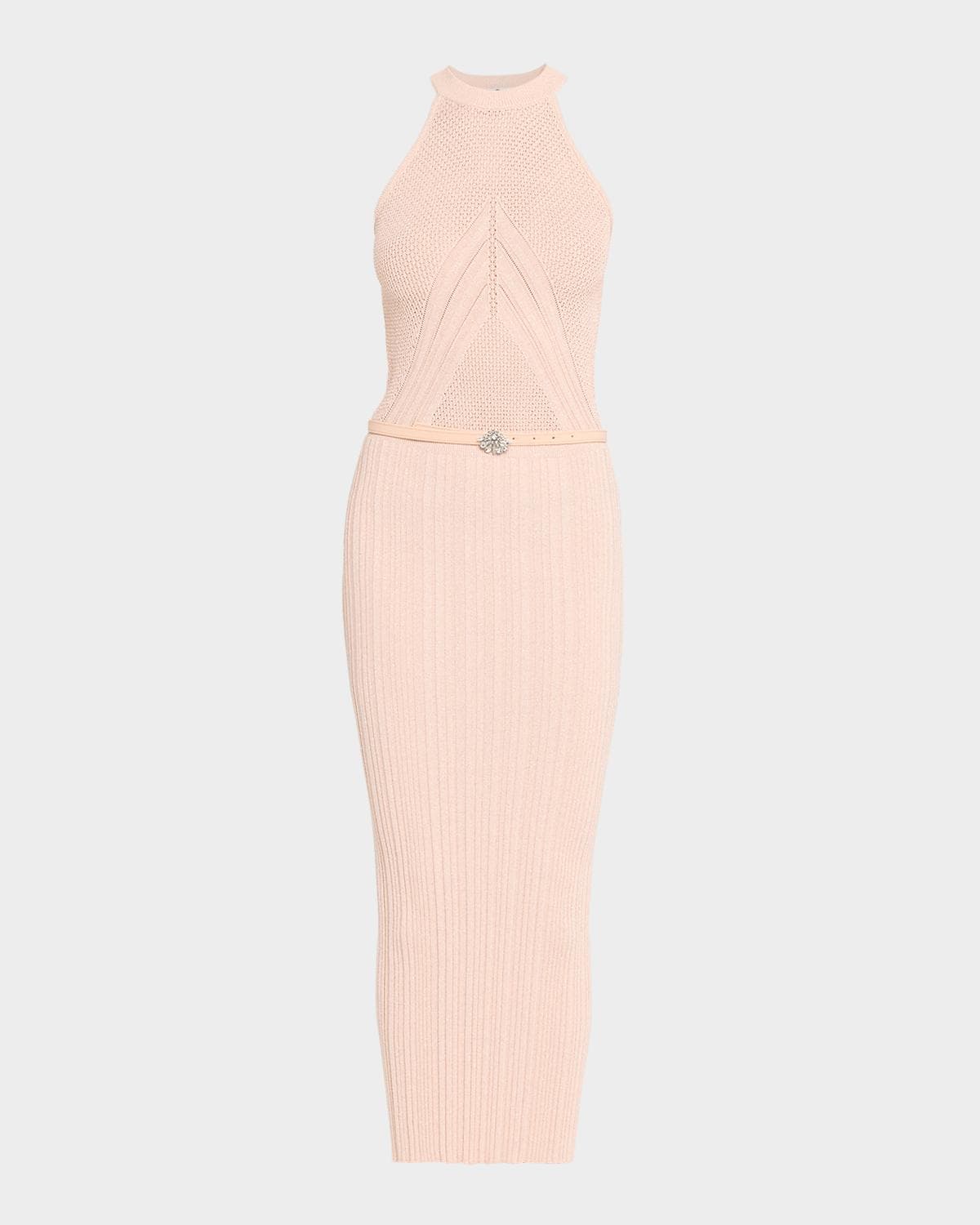 Chiara Boni La Petite Robe Niko Belted Knit Bodycon Halter Midi Dress