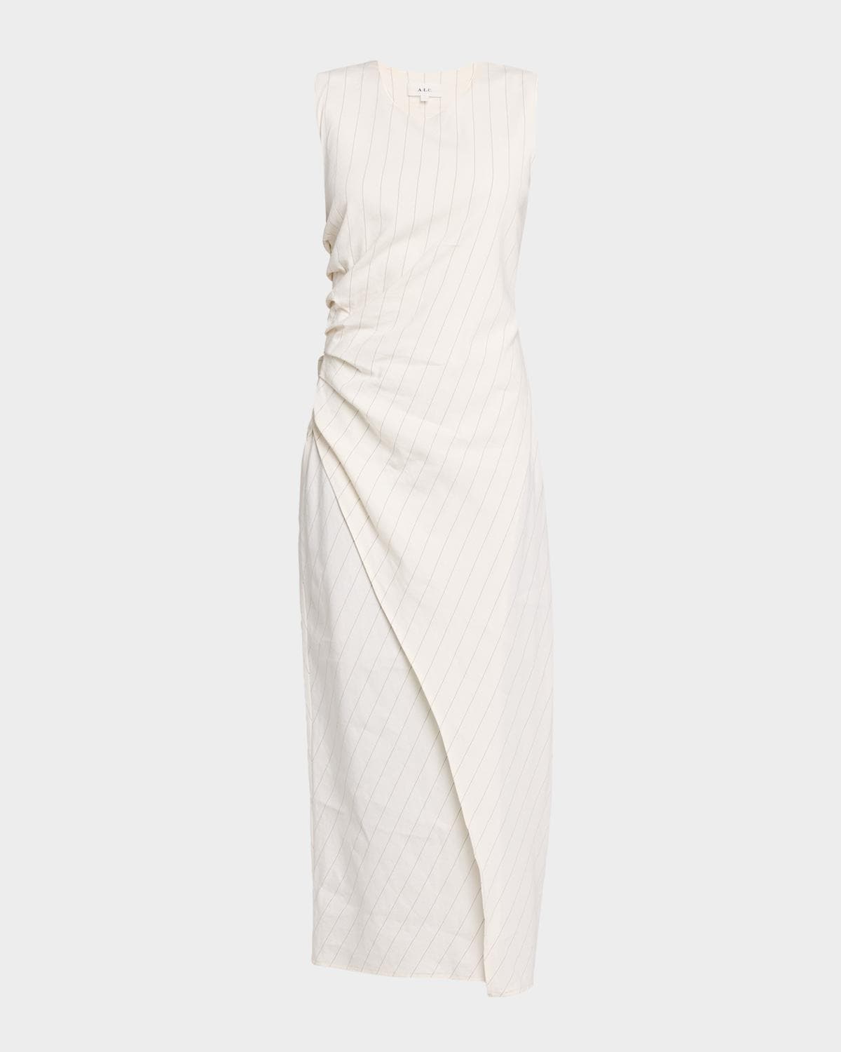 A.L.C. Caroline Pinstripe Linen-Blend Tank Dress