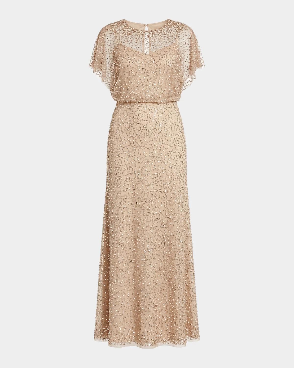 Mac Duggal Petite Beaded Blouson Column Gown