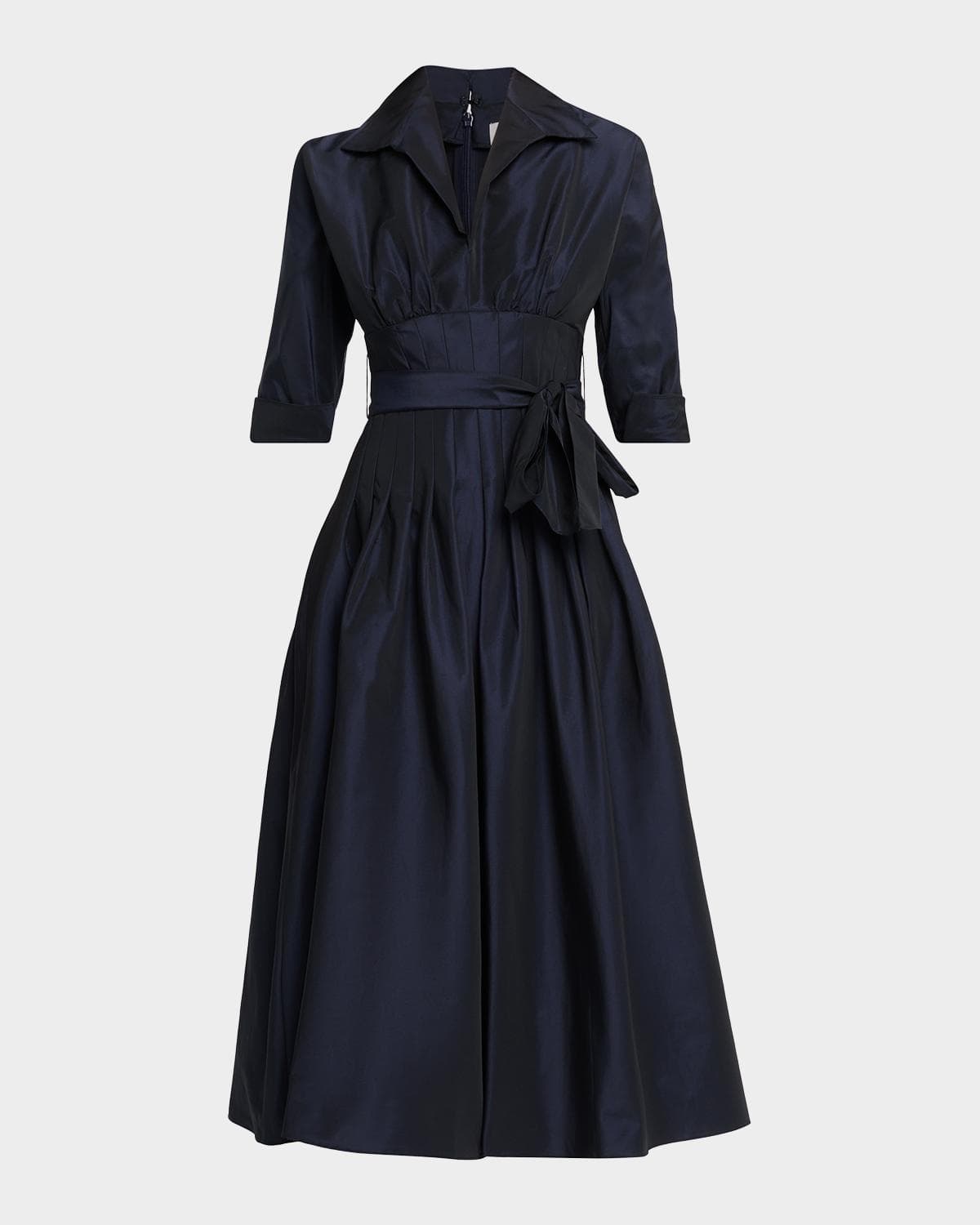Rickie Freeman for Teri Jon Pleated A-Line Midi Dress