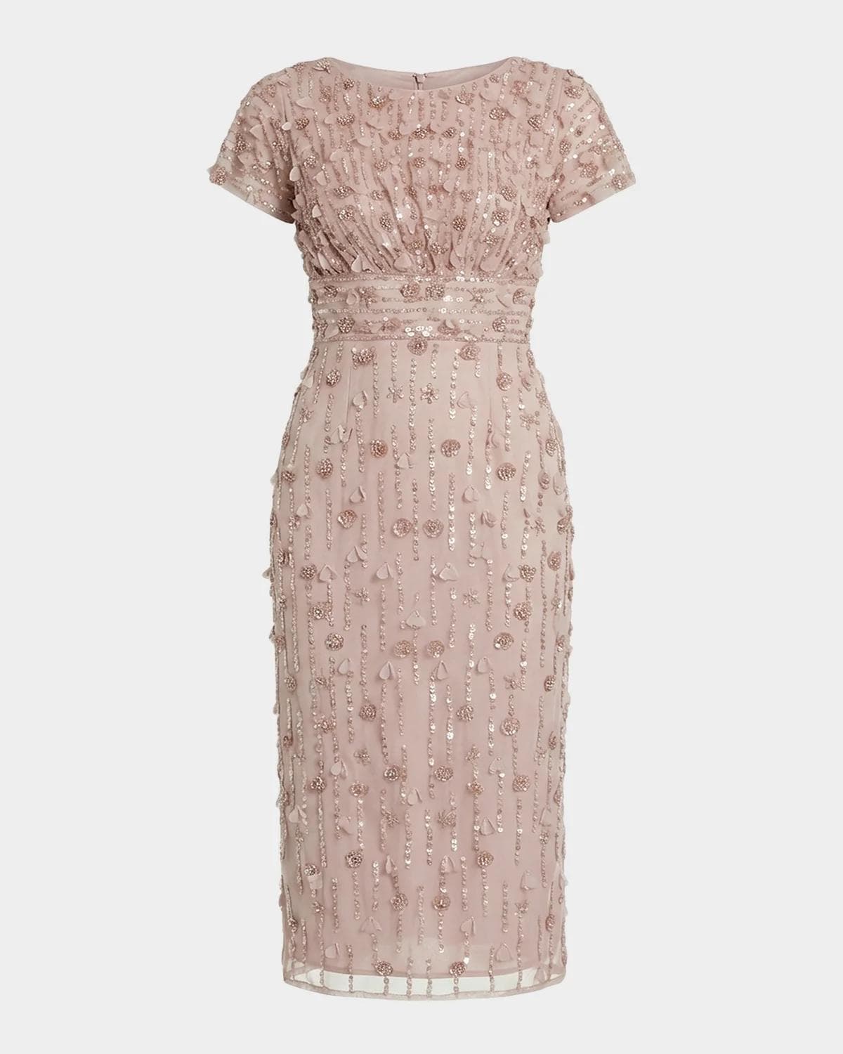 Mac Duggal Petite Beaded Tulle Sheath Midi Dress