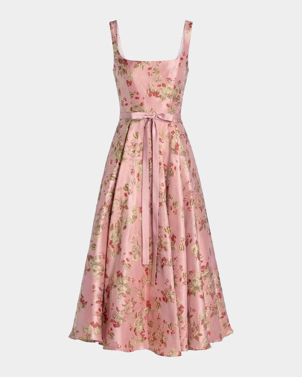 Mac Duggal Petite Floral Brocade Sleeveless A-Line Midi-Dress