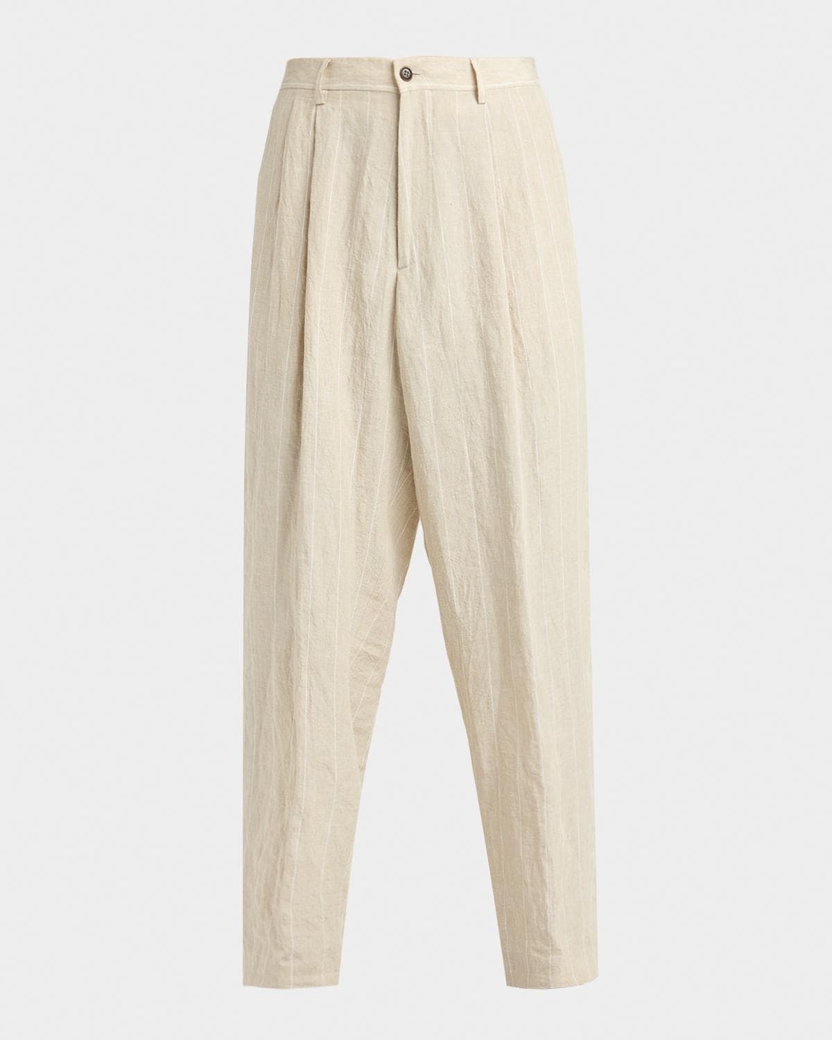 Giorgio Armani Men's Linen Hairline Pleated Trousers · 36