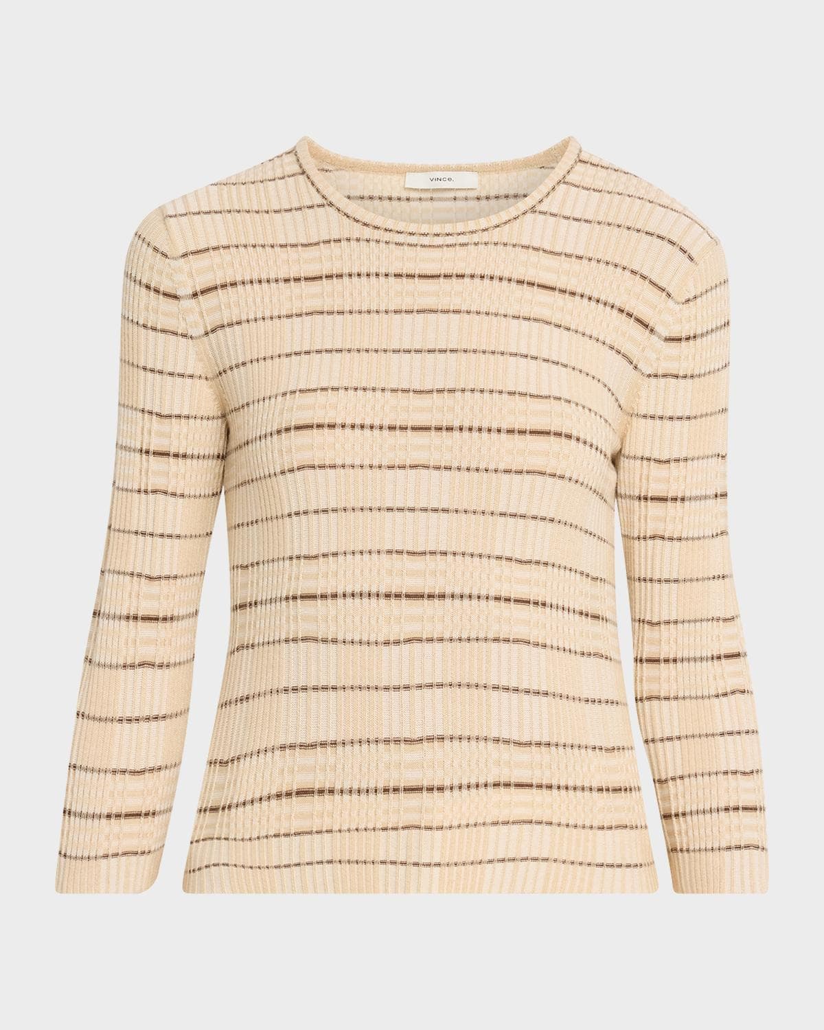 Vince Plaid Elbow-Sleeve Sweater