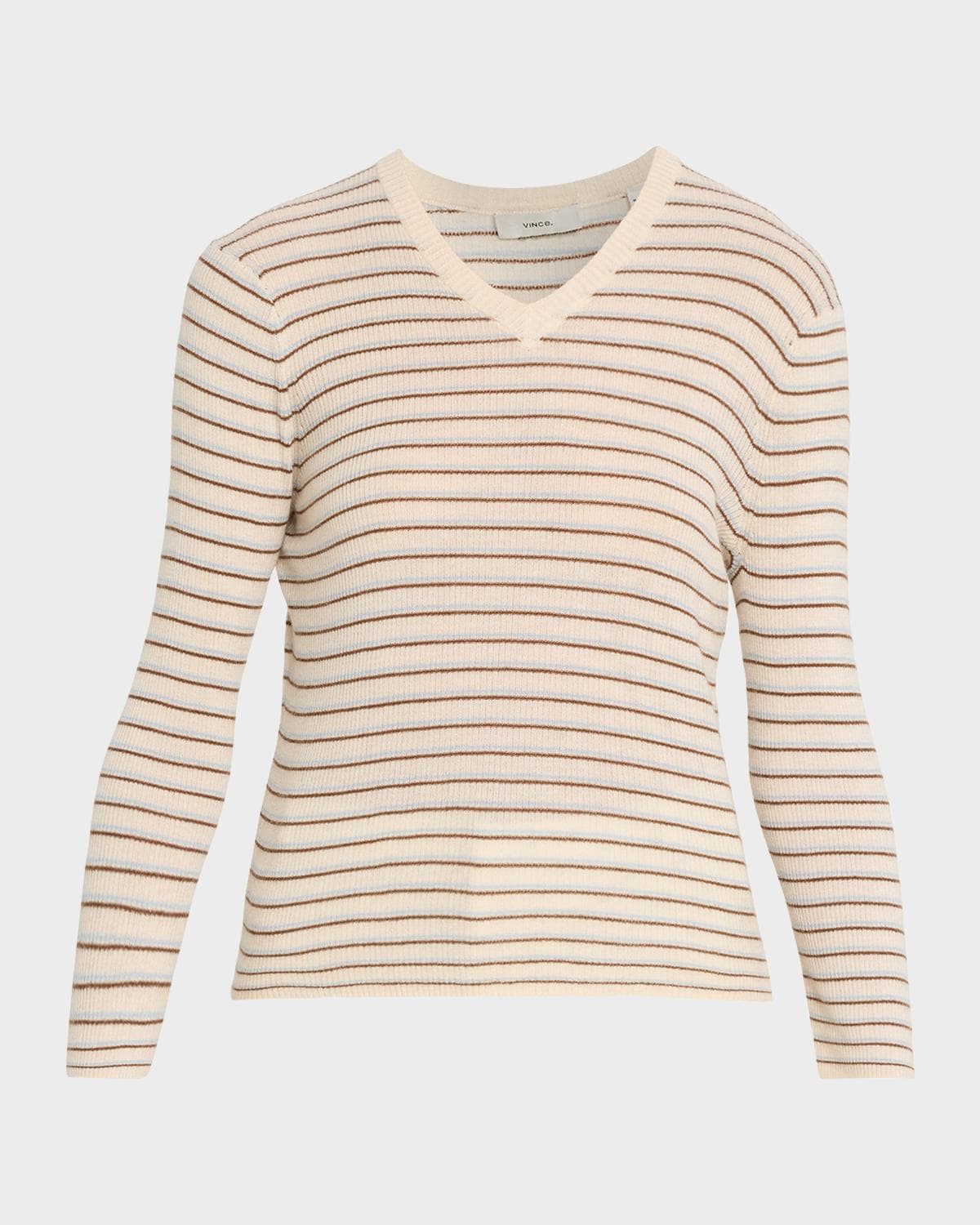 Vince Stripe Cashmere-Blend V-Neck Sweater