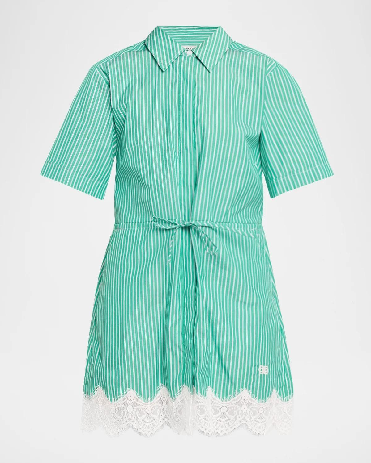 SIMKHAI Poplin Lace-Trim Shirtdress