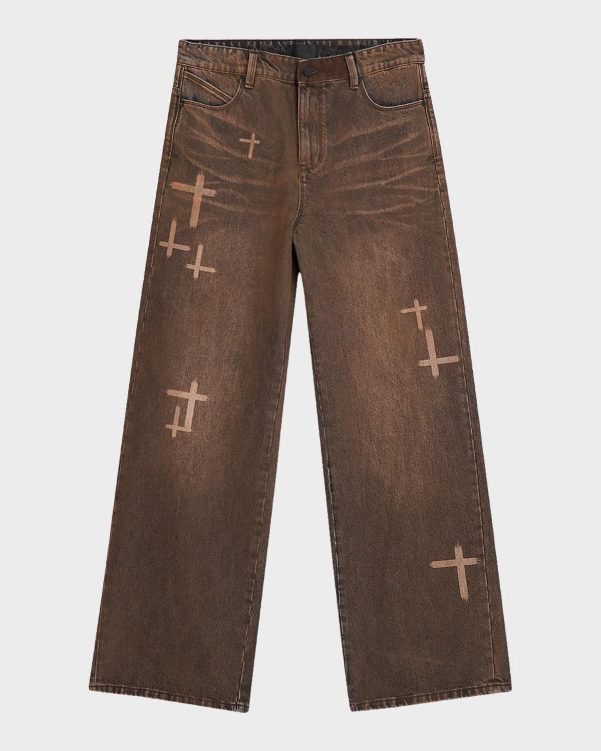 RTA Men's Cross Graphic Wide-Leg Jeans