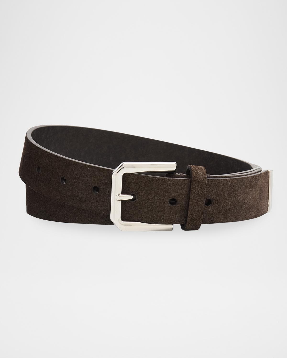 Brunello Cucinelli Men's Square-Buckle Suede Belt