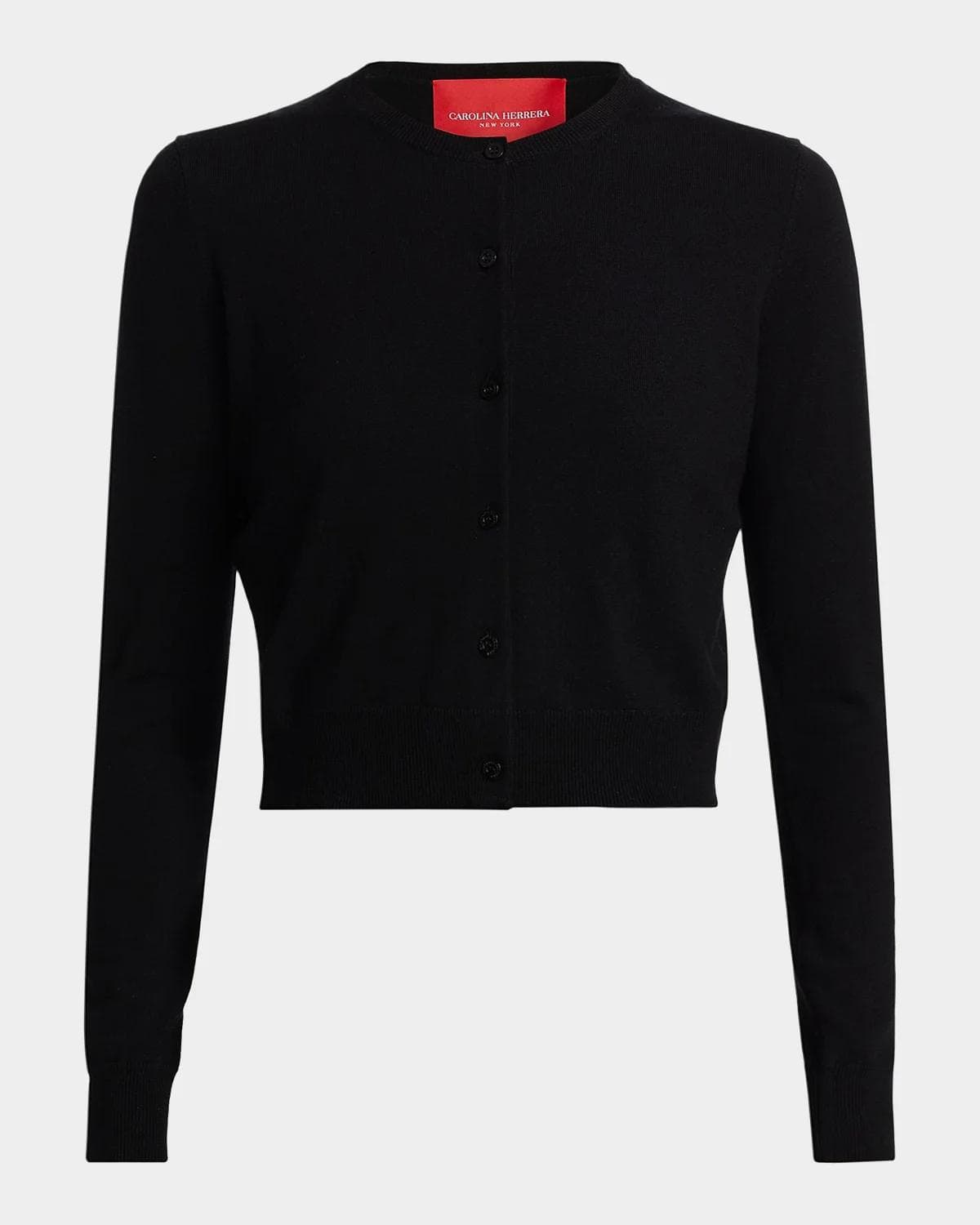Carolina Herrera Cotton-Silk Crop Crewneck Cardigan