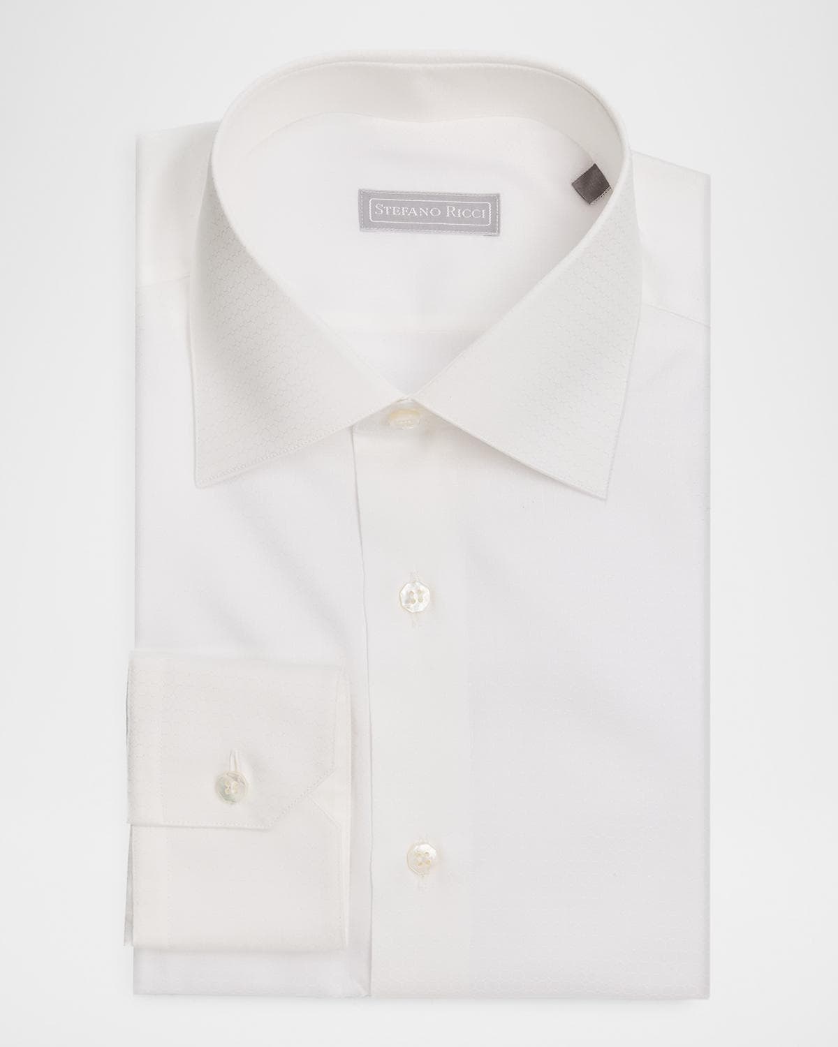 Stefano Ricci Men's Cotton Tonal Geometric Jacquard Dress Shirt