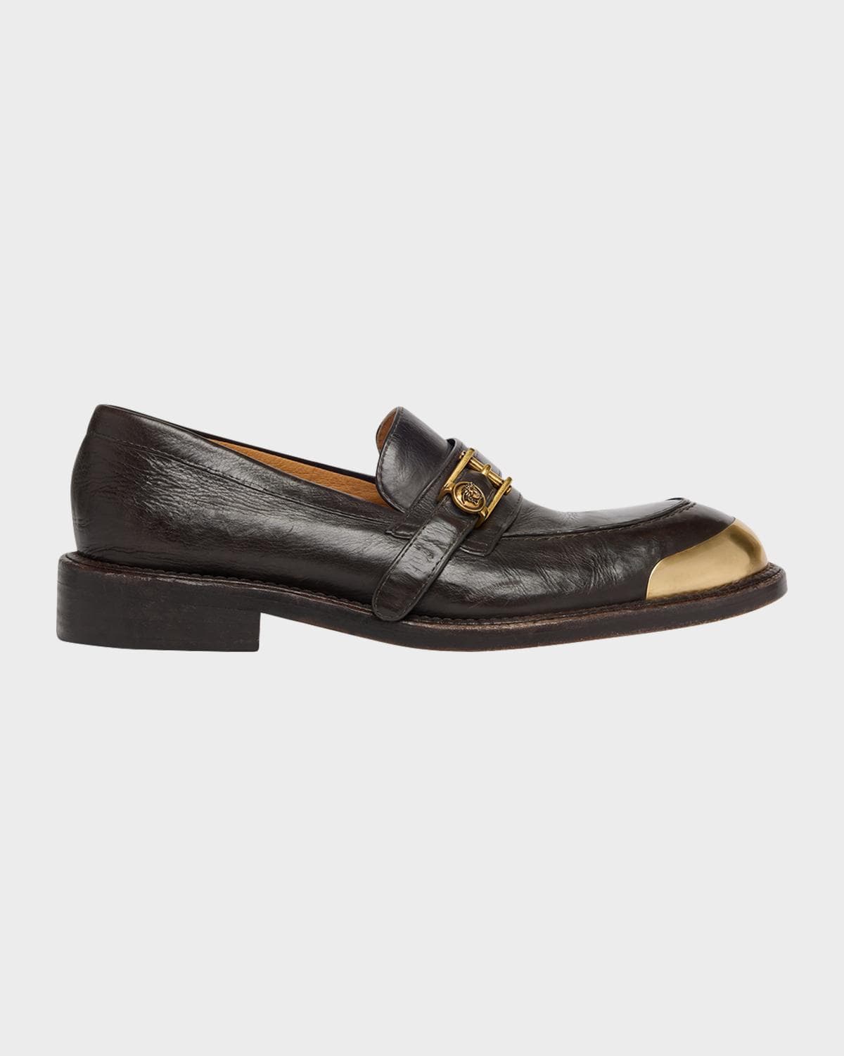 Versace Men's Medusa Buckle Calf Leather Loafers